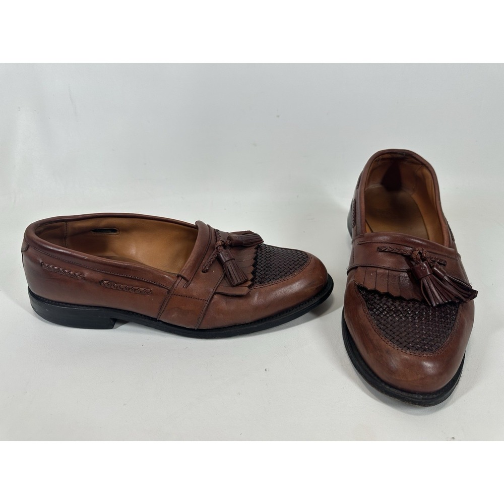 Allen Edmonds Cody Brown Woven Leather Kiltie Tassel Loafers Men's Size 10 EEE